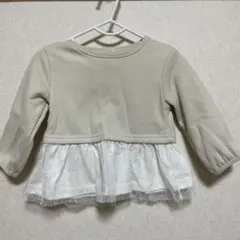 裏起毛 ベージュ ドット柄 トレーナー 80