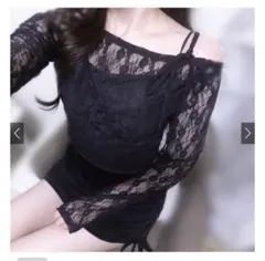 オフショルダー花柄レースカシュクールトップス[dk1394] GRL