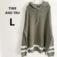 TIME AND TRU【L】ニットパーカー セーター ベイリーフ 綿混