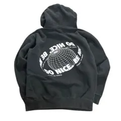 7AS14 パーカー　バックプリント　スウェット地　黒 S フーディ　古着