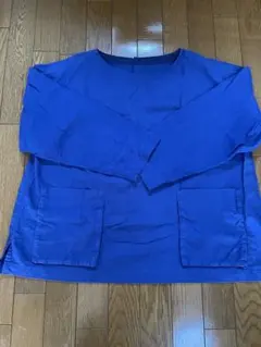 青色 長袖シャツ ポケット付き Fサイズ