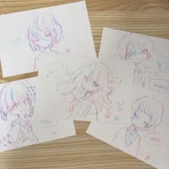 お得5枚入り！ おはよう、おやすみ。　オリジナル手描き原画イラスト 一点物