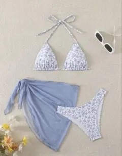 Swim3点セット ビーチウェア ビキニ 花柄 カバースカート付き　水着