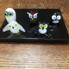 ガラス製 フクロウフィギュア 5体セット