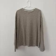 SHEIN Dazy ボーダー柄 長袖カットソー ベージュ×ブラック