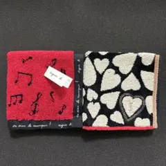 ★新品　アニエスベー音符柄&イヴ・サンローランハート柄　ハンカチ2枚組