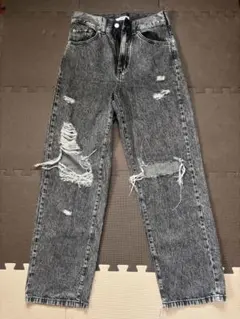 WEGO ブラック ダメージデニムパンツ S