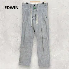 EDWIN ヒッコリーストライプ柄 イージーワークパンツ S リラクシー 爽やか
