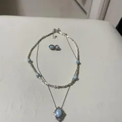 天然石　水色ラリマーネックレスセット