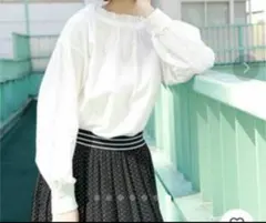 studio CLIP シングルガーゼ襟フリル2wayブラウス Mサイズ