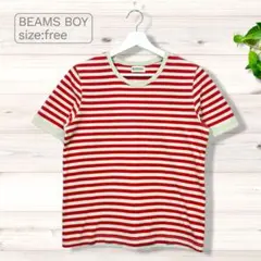 BEAMS BOY ビームスボーイ ボーダーTシャツ レッド ホワイト FREEのサムネイル