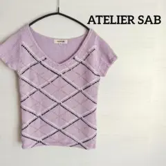 アトリエサブ♡Tシャツ　ニット　Vネック　ラベンダーのサムネイル