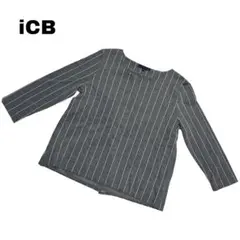 美品 iCB アイシービー 長袖トップス グレー ボーダー レディース ブラウスのサムネイル