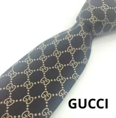 極美品✨GUCCIグッチ☆ネクタイ高級シルク100%GG柄 ネイビー×ボルドー