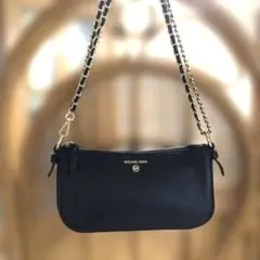 MKマイケルコース ショルダー　チェーン・ショルダーストラップ　　シボ革　　黒