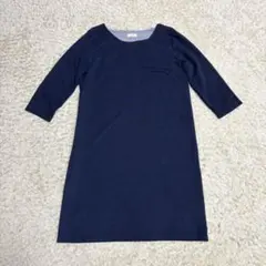 HusHusH ネイビー チュニック 七分袖 Mサイズ ひざ丈 ワンピース