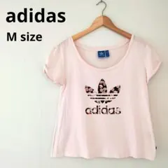 アディダス オリジナルス Tシャツ ピンク バラ柄 花柄 Mサイズ トレフォイル
