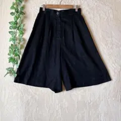 a1650ジャンクロード パリ東京スタイルタックワイドパンツ キュロット 黒 L