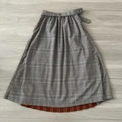 【レア/美品】フロントプリーツチェックスカート アンデミュウ
