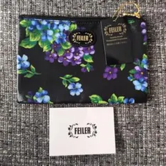 【新品未使用】FEILER 花柄ビニールポーチ 黒