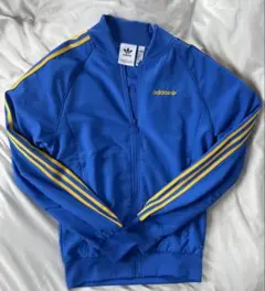 アディダス オリジナル トラックジャケット ジャージ ブルー 黄色 刺繍ロゴ