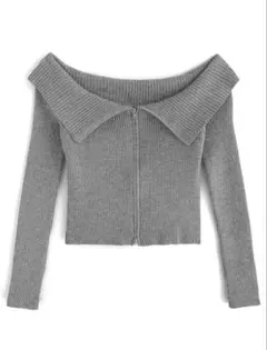 GRL ビッグカラーダブルジップニットトップス[dr668]