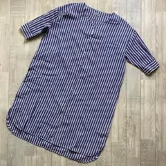 【SM2】綿麻ストライプロングシャツワンピ コットンリネン フリーサイズ
