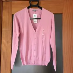 新品タグ　ユニクロ　ピンク Vネック UVカット長袖　カーディガン　 Sサイズ