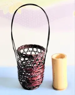 民藝　竹工芸品　花入れ　花籠　竹細工 TB526竹の花入れ◇竹かご/篭/籠/花器/花カゴ/茶道具/和小物/