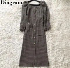 美品✨ダイアグラム ロングワンピース チェック パフスリーブ 千鳥柄