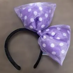ディズニーリゾート　ミニー　デカリボン　カチューシャ　水玉　パープル　紫