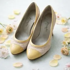 銀座かねまつ❤️ レースパンプス 23.5 ベージュ 入学式 フォーマル 美品