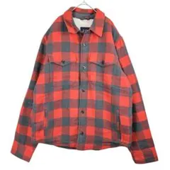 1787【GAP】裏ボア ジャケット チェック アウター 赤 コート M