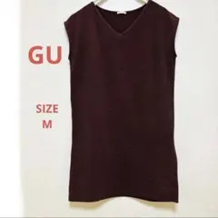 GU ジーユー ワッフル素材 Vネック チュニック ボルドー Mサイズのサムネイル