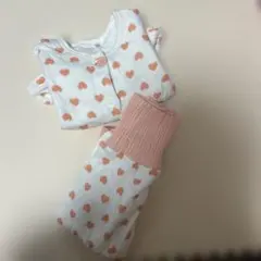キルトパジャマ　ハート柄ベビーパジャマセット　80センチ