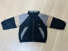 【美品】petit main 中綿コート 90cm ブラック レオパード柄