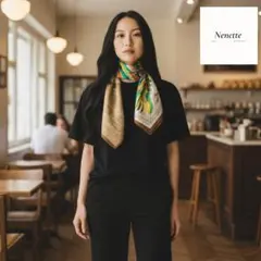 素敵♪幾何学模様【 スカーフ】大判 レディース　ブラウン系