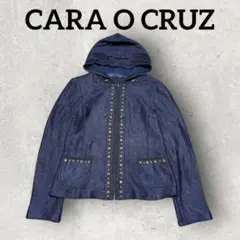 CARA O CRUZ レディースジャケット フード付 ジップアップ (11)紺