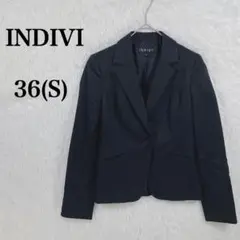 インディヴィ テーラードジャケット 日本製 綿使用 ブラック 36(S)