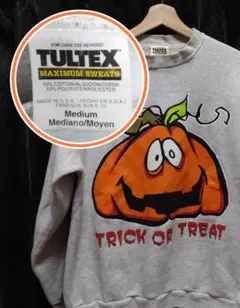 【最終値下】 90s TULTEX スウェット M グレー カボチャ ハロウィン