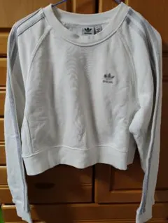 adidas ホワイト ラグランスリーブ トレーナー