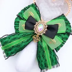 キンブレリボン カラットリボン カラット柄×レース 緑 ★ハンドメイド