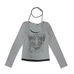XUネクタイセットクロスウィングプリント長袖Tシャツ