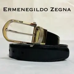 エルメネジルドゼニア　レザーベルト　シルバーバックル　リバーシブル　ビジネス