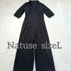Natuse ナチュシー パンツドレス オールインワン Lサイズブラック