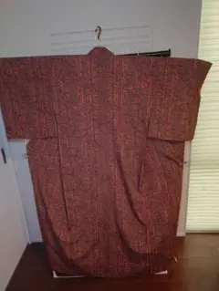 美品　洗える着物　小紋　袷　花柄　葉柄のサムネイル