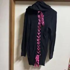 MARSフード付き黒ミニワンピース ピンクリボン