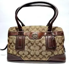 Coach コーチ ミニボストンバッグ シグネチャー ブラウン系 ターン