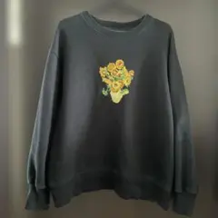 ZARA 花柄 刺繍トレーナー 長袖 黒 ブラック