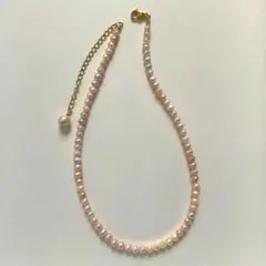 ローズクォーツの二連ネックレス 天然石ビーズ シルバー金具 
